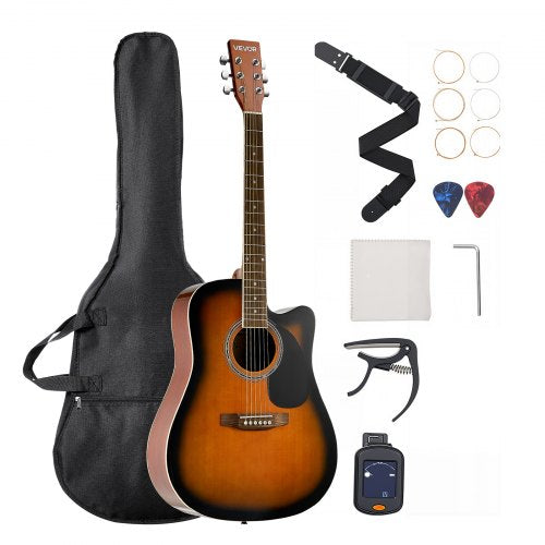 41-tums Cutway akustisk gitarr nybörjarpaket gigbag för vuxen Sunburst