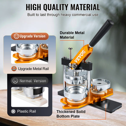 Button Maker Machine, 75mm (3 inch) Badge Punch Press Kit, Kids DIY Gifts Pin Maker, Button Making Accessories with 100pcs Button Parts &amp; Circle Cutter &amp; Magic Book