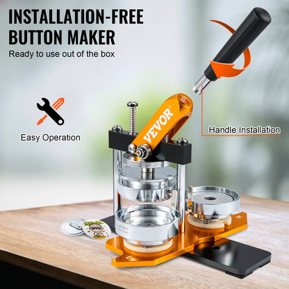 Button Maker Machine, 75mm (3 inch) Badge Punch Press Kit, Kids DIY Gifts Pin Maker, Button Making Accessories with 100pcs Button Parts &amp; Circle Cutter &amp; Magic Book