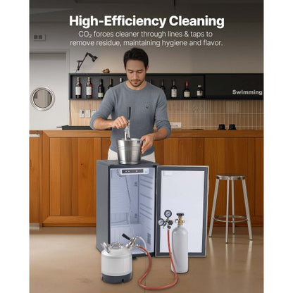 Rengöringsfat, 6,5L Fatledningsrengöringskit med D-kopplingsanslutning och gummibas, Ölledningsrengöring Används för rengöring av ölledningar, 304 rostfritt stål Kegerator ölledningsrengöringskit |  EU