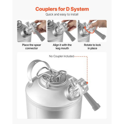Rengöringsfat, 6,5L Fatledningsrengöringskit med D-kopplingsanslutning och gummibas, Ölledningsrengöring Används för rengöring av ölledningar, 304 rostfritt stål Kegerator ölledningsrengöringskit |  EU