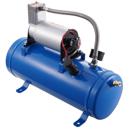 12V luftkompressor med tank 1,6 gallon/6 l, tåghornsluftkompressor, 120 psi arbetstryck ombord luftkompressorsystem för tåglufthorn, pumpning av däck, luftmadrasser