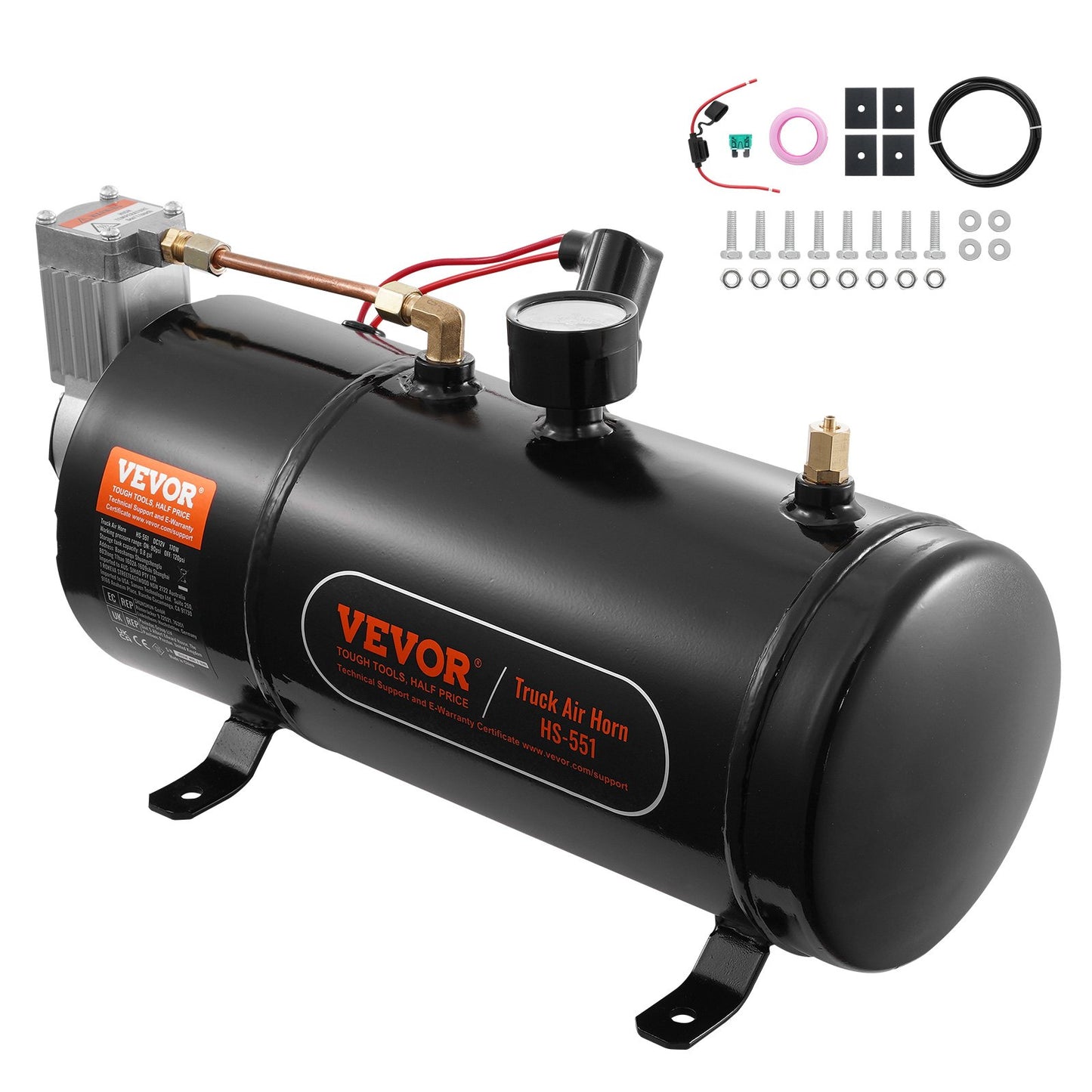 12V luftkompressor med 0,8 Gal/3L tank inbyggt lufthornskompressorsystem
