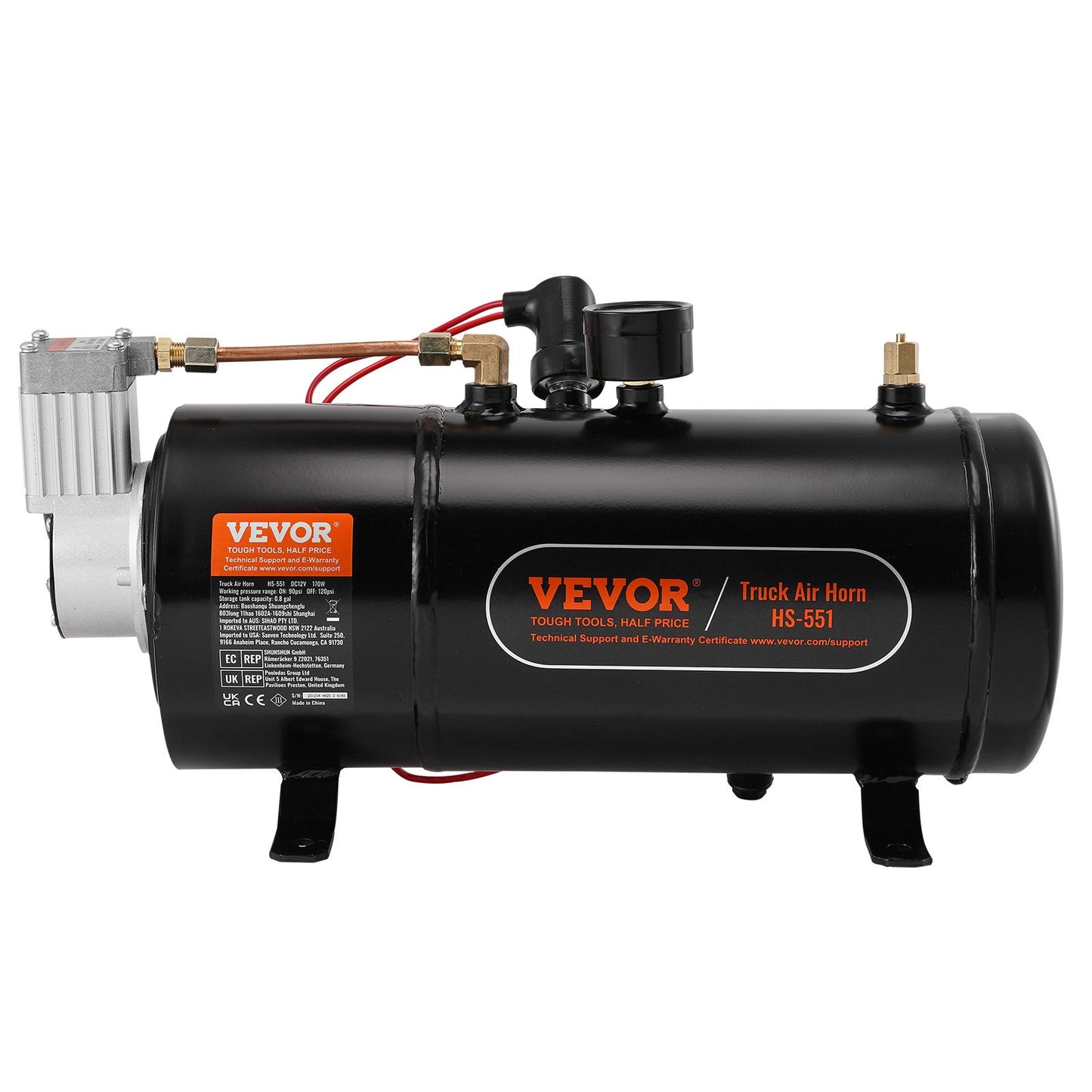 12V luftkompressor med 0,8 Gal/3L tank inbyggt lufthornskompressorsystem
