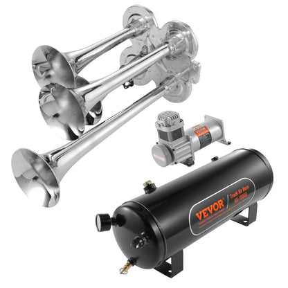 Train Horns Kit 4 Trumpet Air Horn Kit 160 psi Air Compressor 2.6 Gal Tank