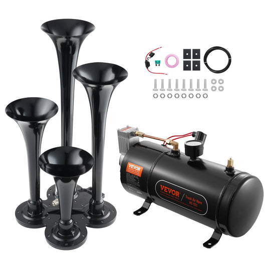 Train Horns Kit 4 Trumpet Air Horn Kit 120 psi Air Compressor 0,8 Gal Tank