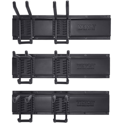 Garage Tool Organizer, 800 lbs Max lastkapacitet, Väggmonterad Yard Trädgårdsförvaringsställ Organisation Heavy Duty med 6 justerbara krokar och 3 skenor, för trädgårdsredskap, spadar, trimmers och slangar