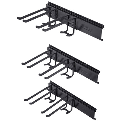 Garage Tool Organizer, 800 lbs Max lastkapacitet, Väggmonterad Yard Trädgårdsförvaringsställ Organisation Heavy Duty med 6 justerbara krokar och 3 skenor, för trädgårdsredskap, spadar, trimmers och slangar