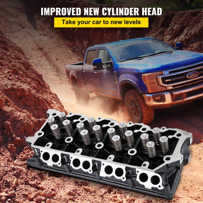 Zylinderkopf montiert, Motorzylinderkopf-Ersatzbaugruppe 6,4 l, Zylinderkopf aus Gusseisen, passend für 08–10 Ford F250 F350 F450 F550