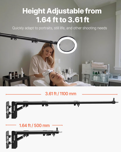 Väggmonterad Triangel Bom Arm Light Stand 39.37in/100cm Ring Light Support