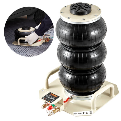 Air Jack, 3 Ton/6600 lbs Triple Bag Air Jack, Air Bag Jack Lift up to 450 mm, 3-5S Quick Lifting Pneumatic Jack, with Side Handle for Cars, Garage, Repair (Beige)
