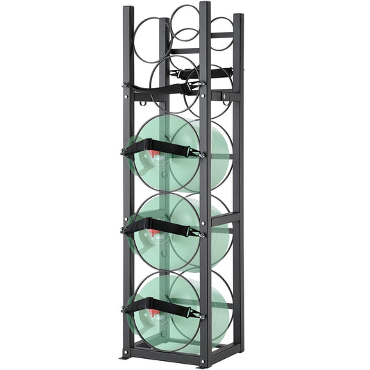 Kylmedelstankställ, med 3 x 30 lbs och andra 3 små flasktankar, cylindertankställ 12,79x12,99x47,12 tum, kylmedelscylinderställ och hållare för freon, gaser, syre, kväve