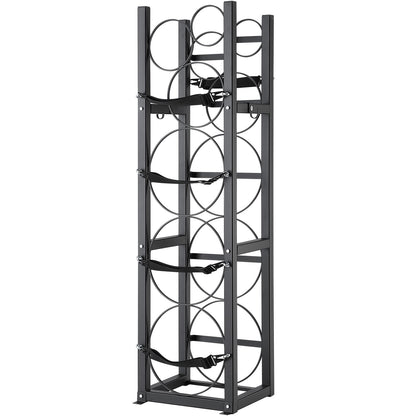 Kylmedelstankställ, med 3 x 30 lbs och andra 3 små flasktankar, cylindertankställ 12,79x12,99x47,12 tum, kylmedelscylinderställ och hållare för freon, gaser, syre, kväve
