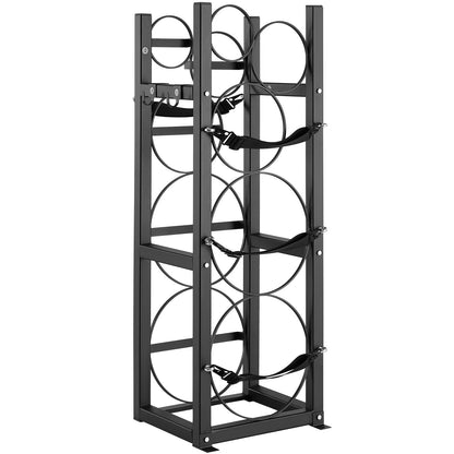 Kältemitteltankgestell, mit 2 x 30lbs und weiteren 3 kleinen Flaschentanks, Flaschentankgestell 12,79x12,99x47,12 Zoll, Kältemittelflaschengestell und -halter für Freon, Gase, Sauerstoff, Stickstoff