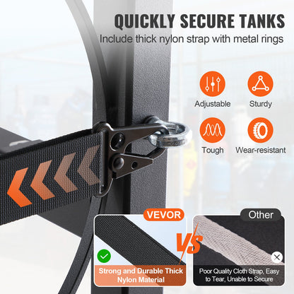 Köldmedietankställ, med 3 x 30lbs flasktankar, Cylindertankställ 12,79x12,99x33,07 tum, Kylmedelscylinderställ Gascylinderställ och hållare för freon, gaser, syre, kväve