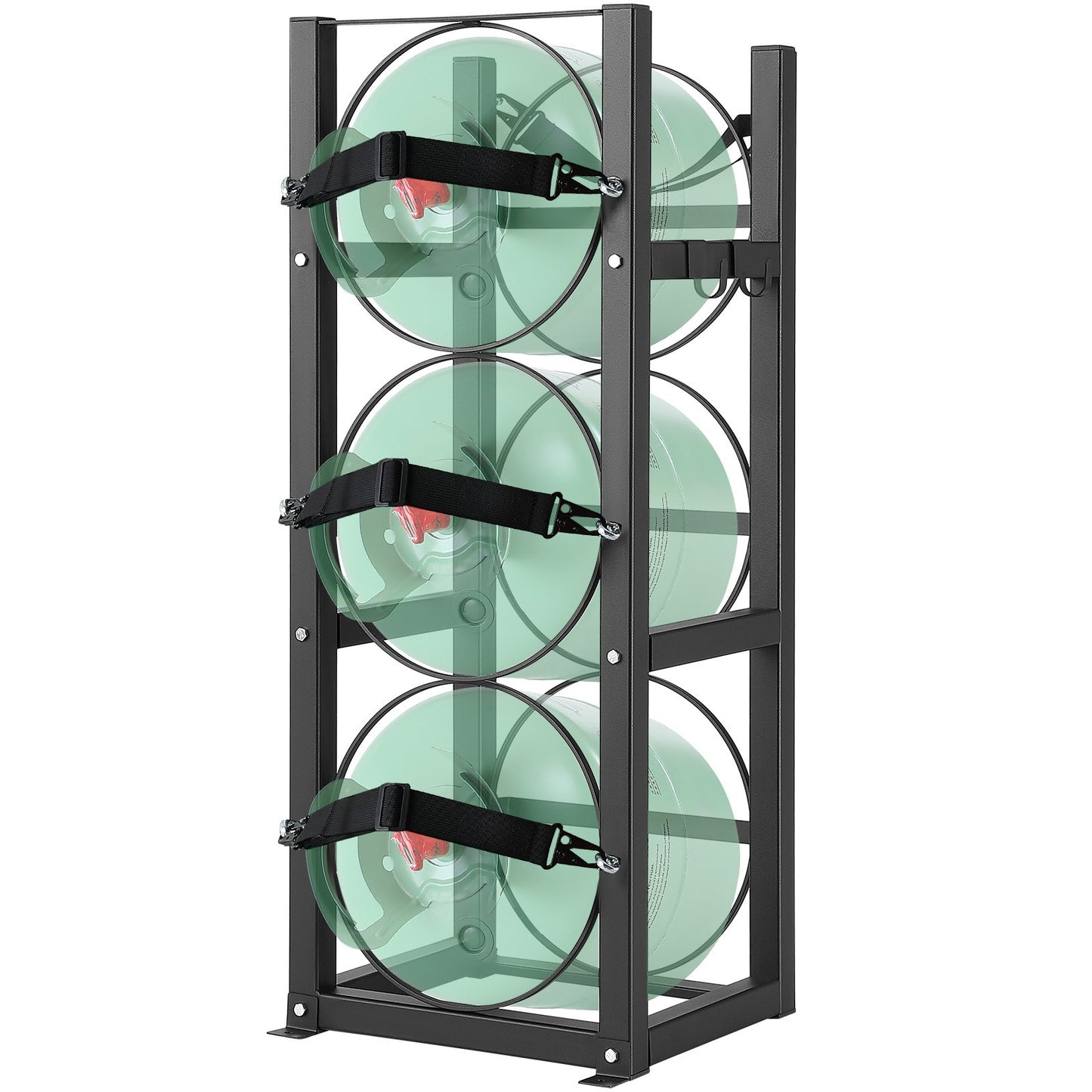 Köldmedietankställ, med 3 x 30lbs flasktankar, Cylindertankställ 12,79x12,99x33,07 tum, Kylmedelscylinderställ Gascylinderställ och hållare för freon, gaser, syre, kväve