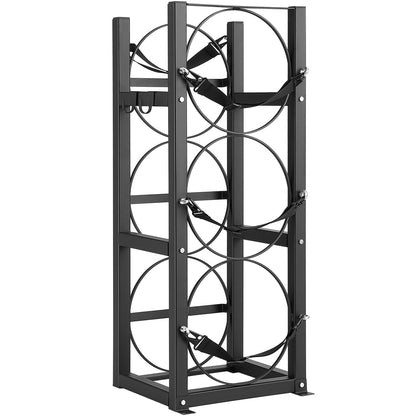 Köldmedietankställ, med 3 x 30lbs flasktankar, Cylindertankställ 12,79x12,99x33,07 tum, Kylmedelscylinderställ Gascylinderställ och hållare för freon, gaser, syre, kväve