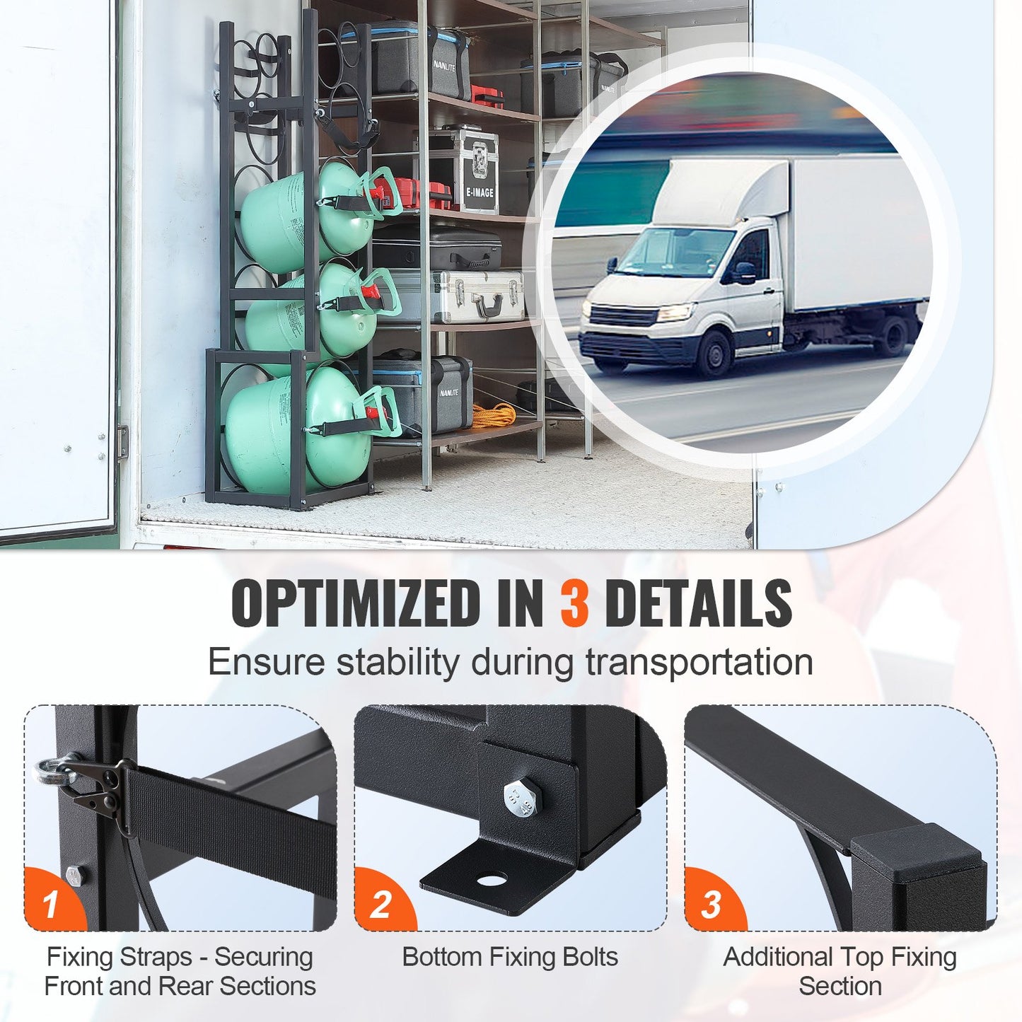 Kylmedelstankställ, med 1 x 50 lb, 2 x 30 lb och andra 3 små flasktankar, cylindertankställ 15,55x12,99x49,8 tum, kylmedelscylinderställ och hållare för freon, gaser, syre, kväve
