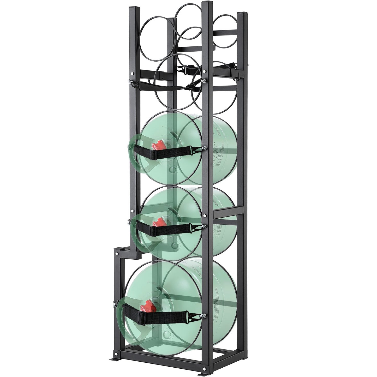 Kylmedelstankställ, med 1 x 50 lb, 2 x 30 lb och andra 3 små flasktankar, cylindertankställ 15,55x12,99x49,8 tum, kylmedelscylinderställ och hållare för freon, gaser, syre, kväve