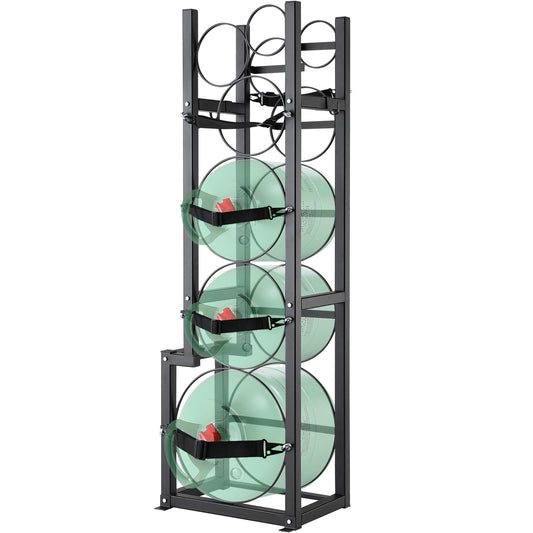 Kylmedelstankställ, med 1 x 50 lb, 2 x 30 lb och andra 3 små flasktankar, cylindertankställ 15,55x12,99x49,8 tum, kylmedelscylinderställ och hållare för freon, gaser, syre, kväve