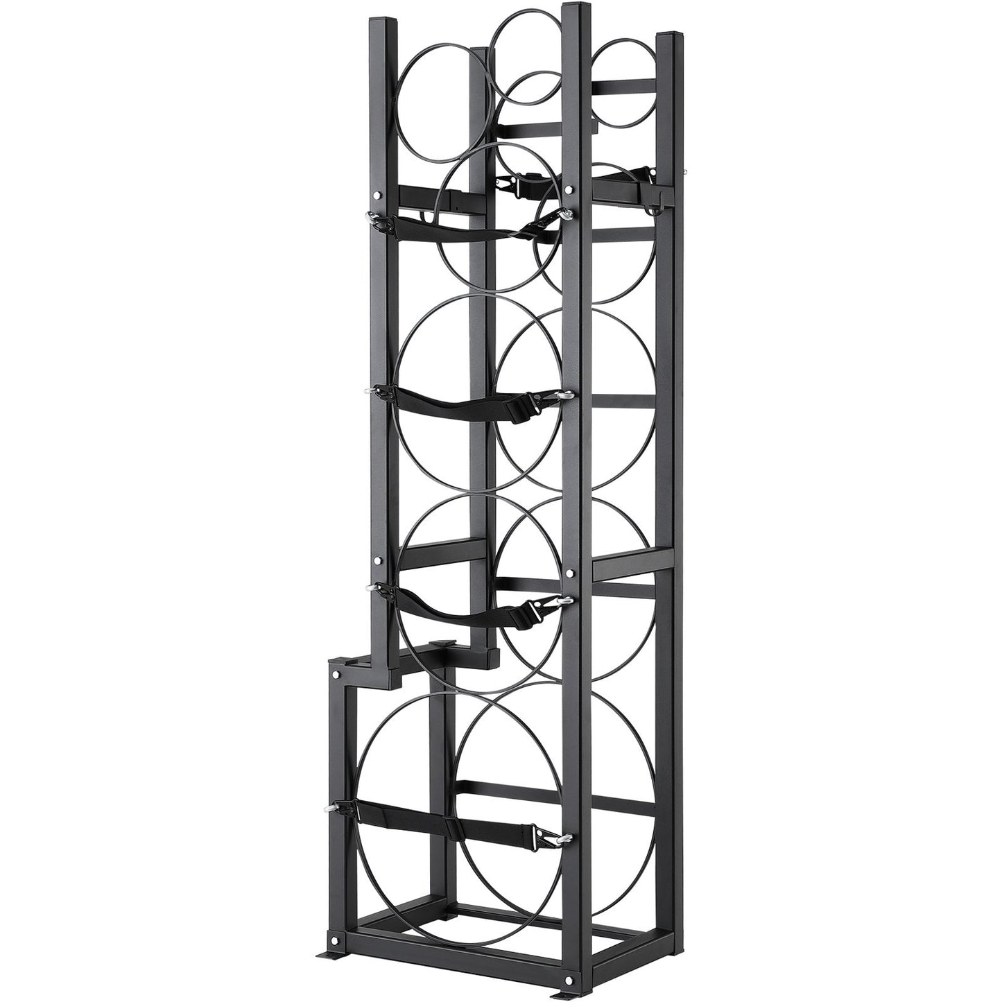 Kylmedelstankställ, med 1 x 50 lb, 2 x 30 lb och andra 3 små flasktankar, cylindertankställ 15,55x12,99x49,8 tum, kylmedelscylinderställ och hållare för freon, gaser, syre, kväve