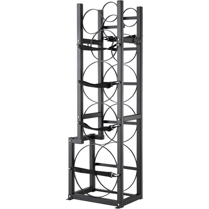 Kylmedelstankställ, med 1 x 50 lb, 2 x 30 lb och andra 3 små flasktankar, cylindertankställ 15,55x12,99x49,8 tum, kylmedelscylinderställ och hållare för freon, gaser, syre, kväve