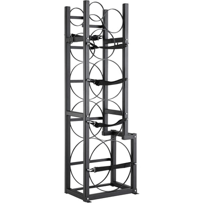 Kylmedelstankställ, med 1 x 50 lb, 2 x 30 lb och andra 3 små flasktankar, cylindertankställ 15,55x12,99x49,8 tum, kylmedelscylinderställ och hållare för freon, gaser, syre, kväve