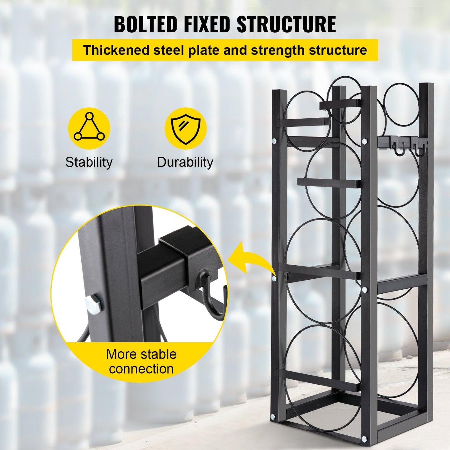Coolant Tank Rack Cylinder Tank Rack with 2-30 lb and 3 Small Bottles