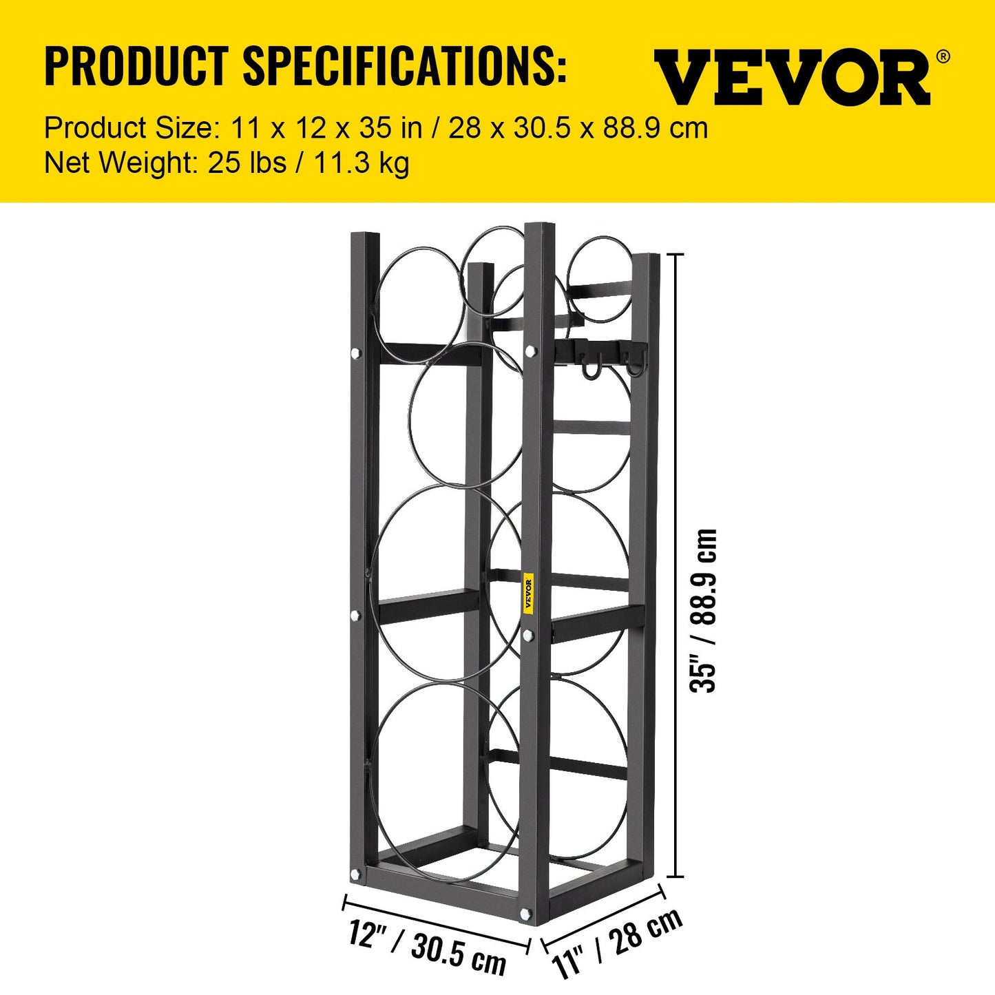 Coolant Tank Rack Cylinder Tank Rack with 2-30 lb and 3 Small Bottles