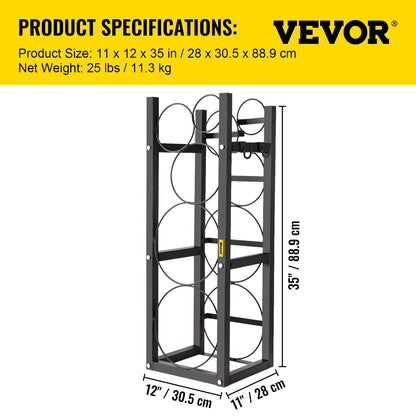 Coolant Tank Rack Cylinder Tank Rack with 2-30 lb and 3 Small Bottles