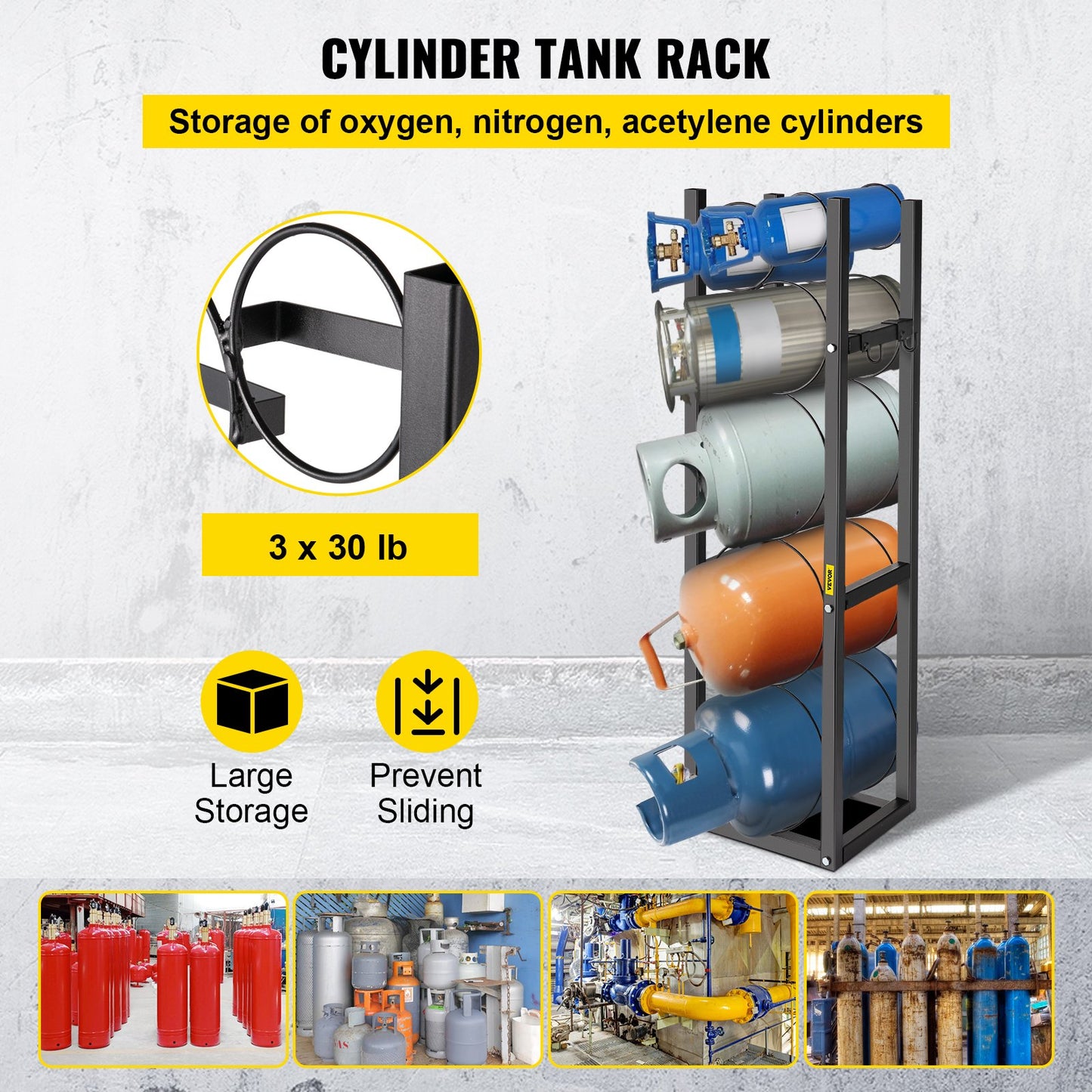 Kylmedelstankställ Cylindertankställ med 3-30 lb och 3 små flaskor
