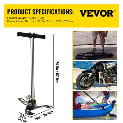 4500 PSI Air Gas Filling Pump 3-Stage PCP Charging Clamp Pump Air Pump PCP High Pressure High Output for Air Drive Cylinder and PCP Cylinder, for Outdoor Sports and Hunting