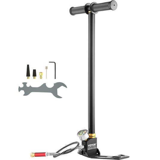 3-stage hand stirrup pump with high quality 301 stainless steel, stirrup pump 4500 psi (0-30 MPa), PCP air gun rifle, pcp pump with pressure measurement range: 0-5800 psi (0-40 MPa)