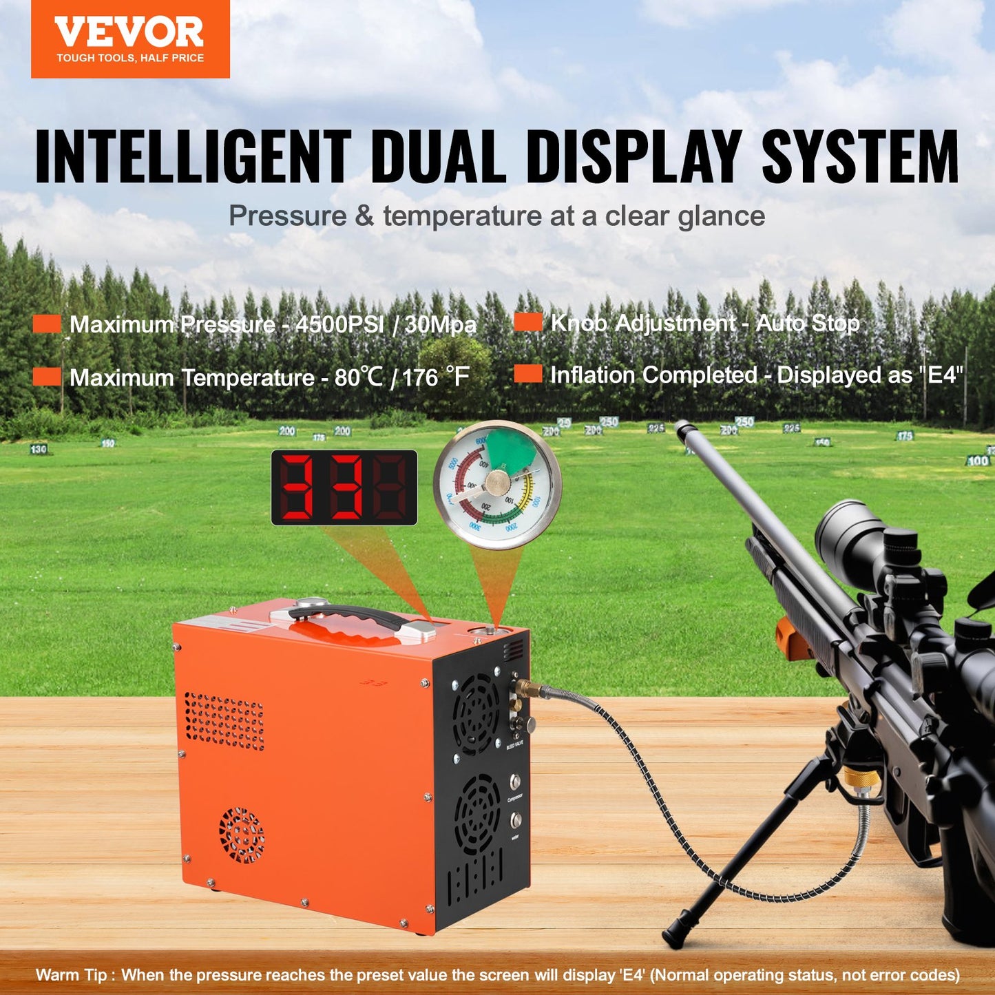 PCP Air Compressor, 4500PSI/30Mpa Portable PCP Air Gun Compressor - Built-in Water and Fan Cooling System, Auto-Stop | DC12V/AC230V Paintball Tank Compressor for Air Rifle, Diving Cylinder