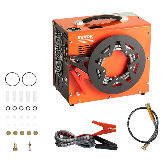 PCP-luftkompressor, 4500PSI/30Mpa Bärbar PCP-kompressor med inbyggd strömomvandlare, Auto-Stop | DC12V/AC230V | Olje- och vattenfri kompressorpump