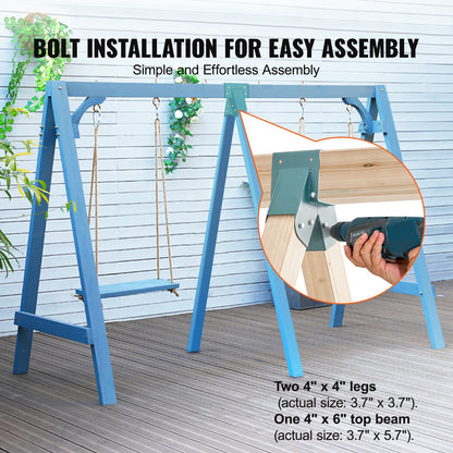 A-Frame mellansvingfästen, kraftigt gungsats i kolstål med monteringsutrustning, DIY gungsats för 2 (101,6 x 101,6 mm) ben och 1 (101,6 x 152,4 mm) balk, grön