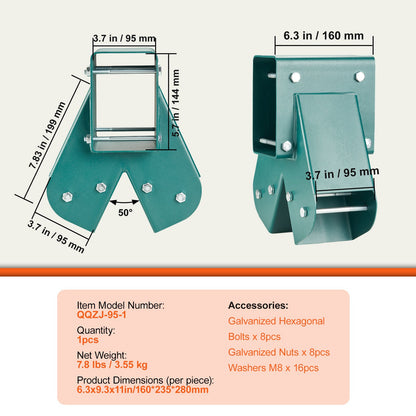 A-Frame mellansvingfästen, kraftigt gungsats i kolstål med monteringsutrustning, DIY gungsats för 2 (101,6 x 101,6 mm) ben och 1 (101,6 x 152,4 mm) balk, grön