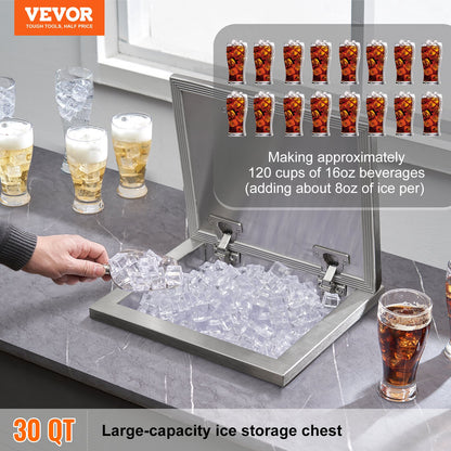14"x12"x18" Drop in Ice Chest Ice Cooler Ice Bin Edelstahl mit Deckel