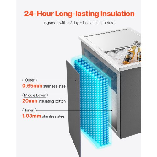 27,1L Drop-in-islåda Iskylare Islåda Rostfritt Stål 455x305x385mm |  EU
