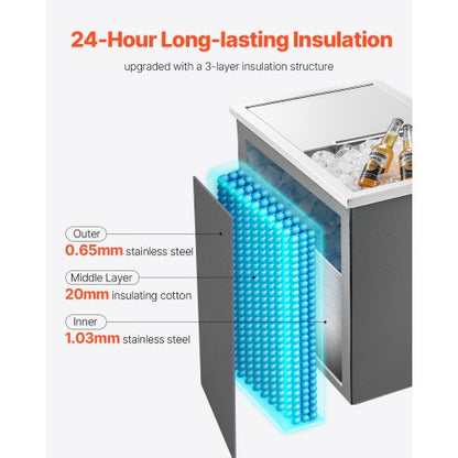 27,1L Drop-in-islåda Iskylare Islåda Rostfritt Stål 455x305x385mm |  EU