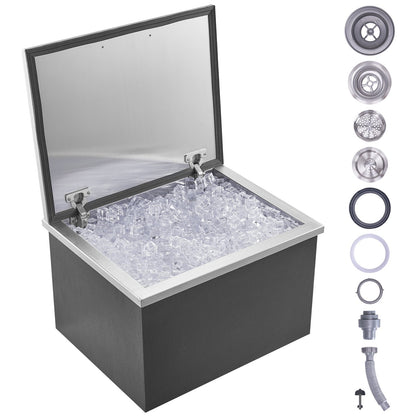 20"x16"x13" Drop in Ice Chest Ice Cooler Ice Bin Stainless steel with lid