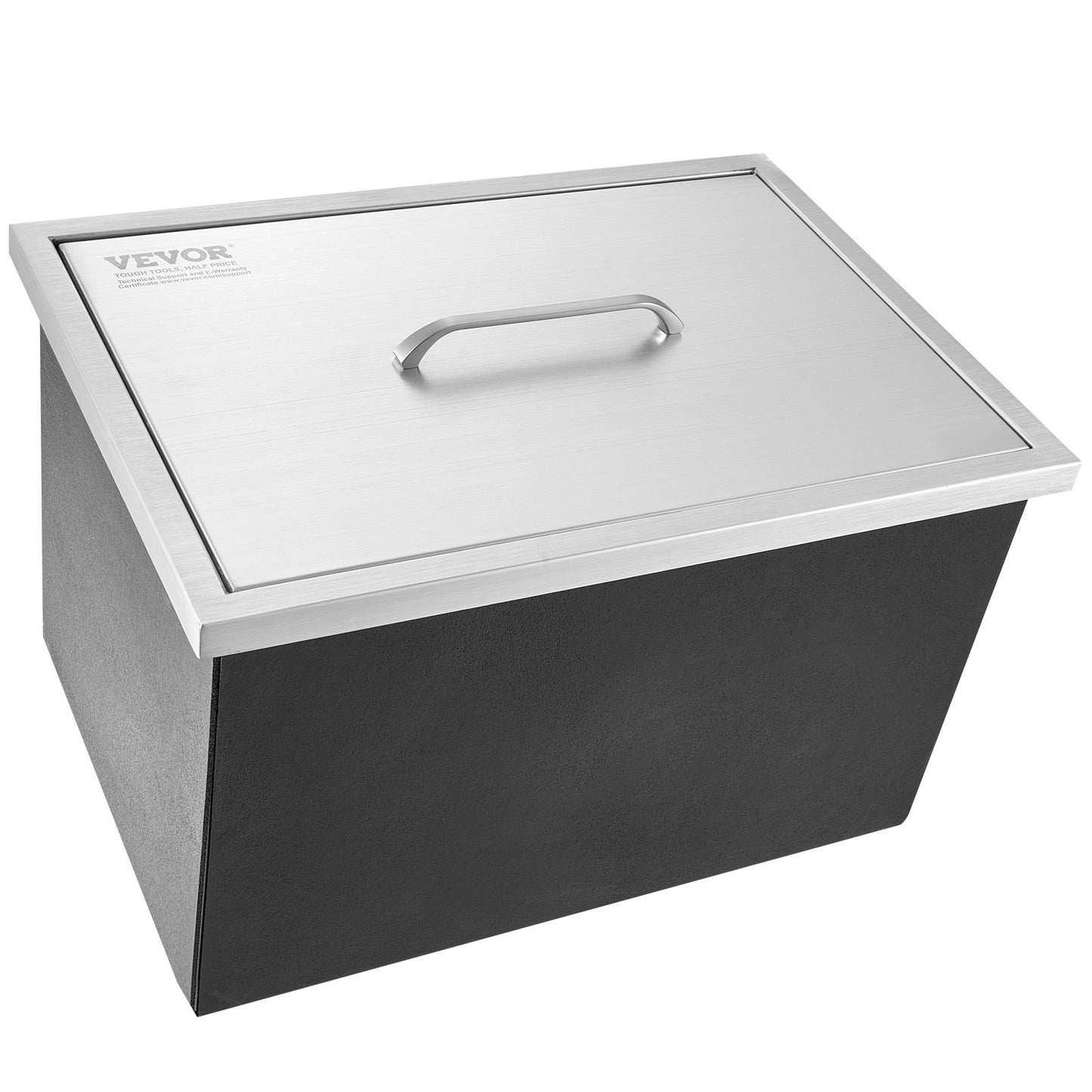 Einbau-Eisbox, 50,8 cm L x 35,6 cm B x 30,5 cm H, Edelstahl-Eiskühler, gewerblicher Eisbehälter mit Deckel, 40 qt Eisbar für die Outdoor-Küche, Abflussrohr und Ablassschraube im Lieferumfang enthalten, für kaltes Weinbier