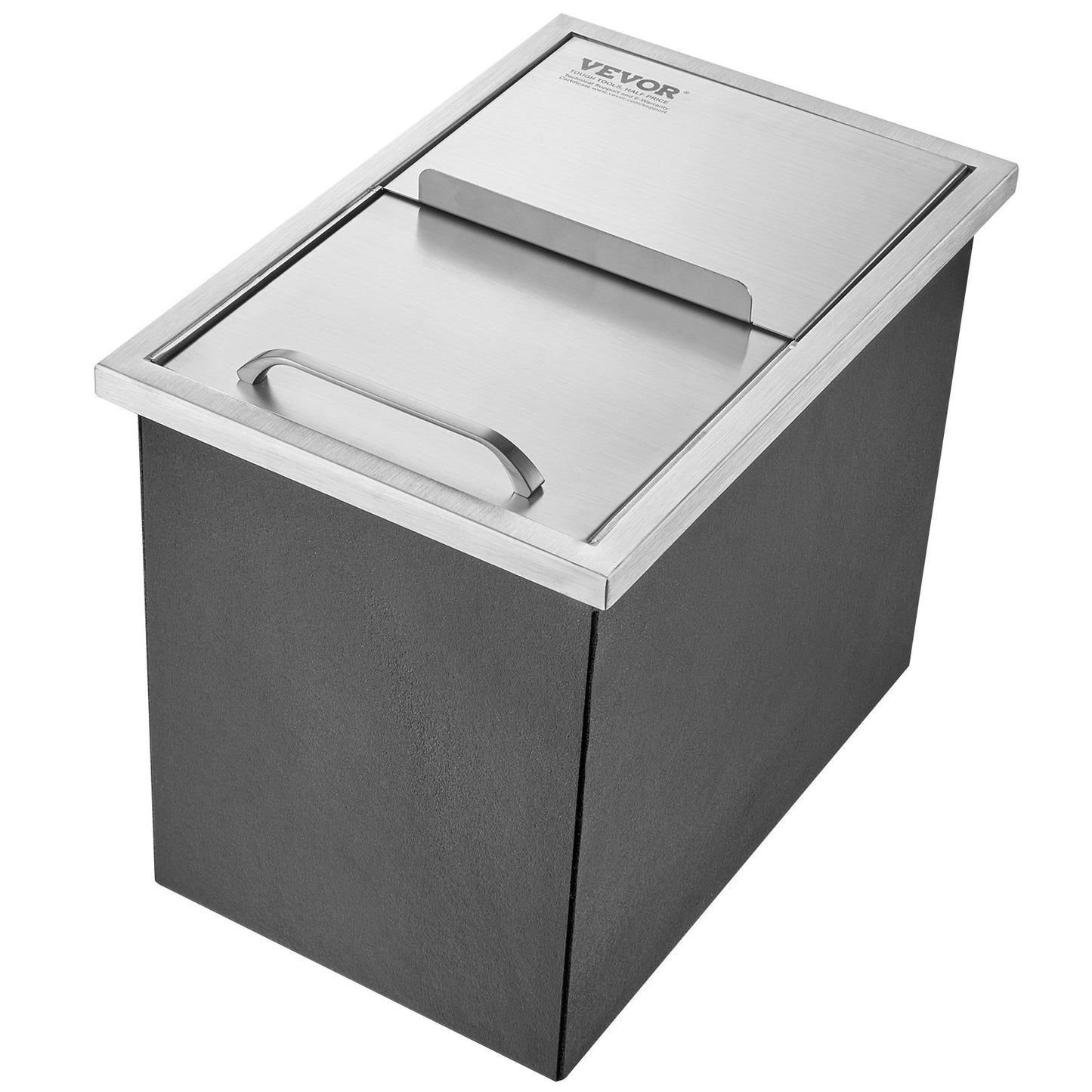 Drop in Ice Chest, 18"L x 12"B x 14,5"H iskylare i rostfritt stål, kommersiell isbehållare med skjutlock, 40,9 qt utomhuskök Ice Bar, avloppsrör och avloppsplugg ingår, för kall vinöl