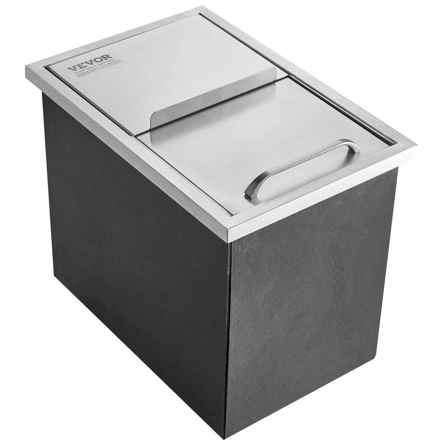 Drop in Ice Chest, 18"L x 12"B x 14,5"H iskylare i rostfritt stål, kommersiell isbehållare med skjutlock, 40,9 qt utomhuskök Ice Bar, avloppsrör och avloppsplugg ingår, för kall vinöl