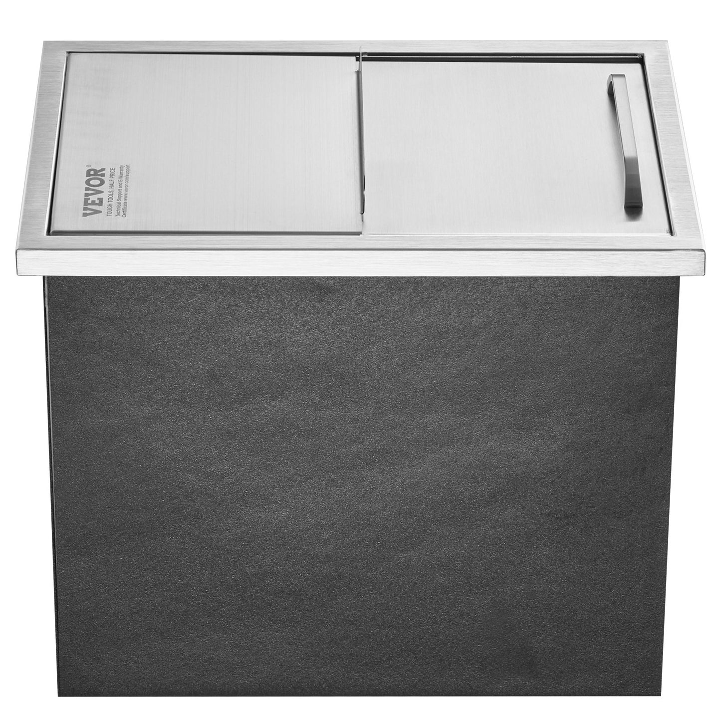 Drop in Ice Chest, 18"L x 12"B x 14,5"H iskylare i rostfritt stål, kommersiell isbehållare med skjutlock, 40,9 qt utomhuskök Ice Bar, avloppsrör och avloppsplugg ingår, för kall vinöl