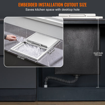 27"x18"x21" Drop in Ice Chest Ice Cooler Ice Bin Rostfritt stål med lock