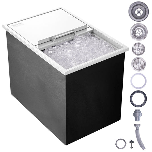 27"x18"x21" Drop in Ice Chest Ice Cooler Ice Bin Rostfritt stål med lock