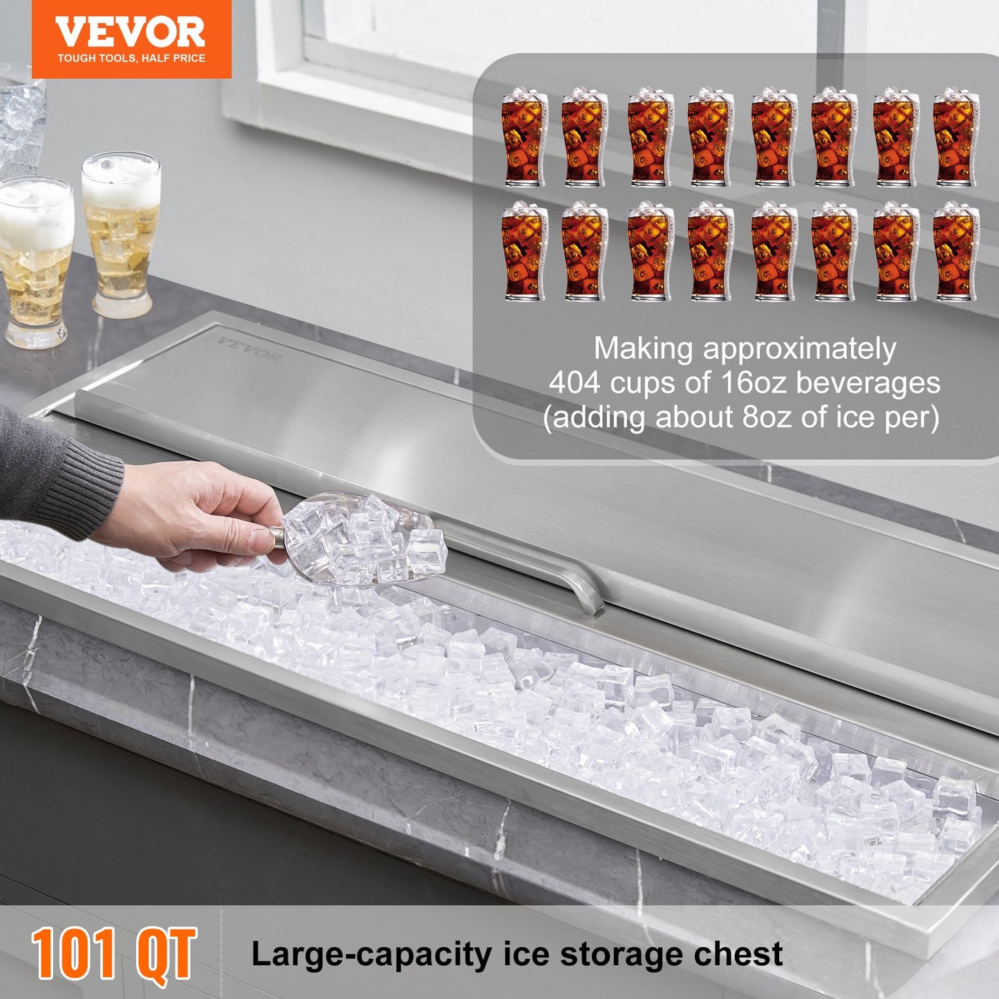 36"x18"x14" Drop in Ice Chest Ice Cooler Ice Bin Stainless steel with lid