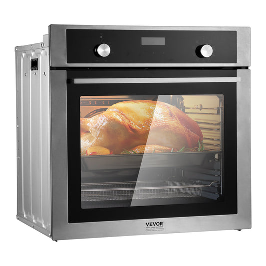 Enkelväggsugn 24" elektrisk inbyggd väggugn 9 funktioner 2,68 Cu. Ft