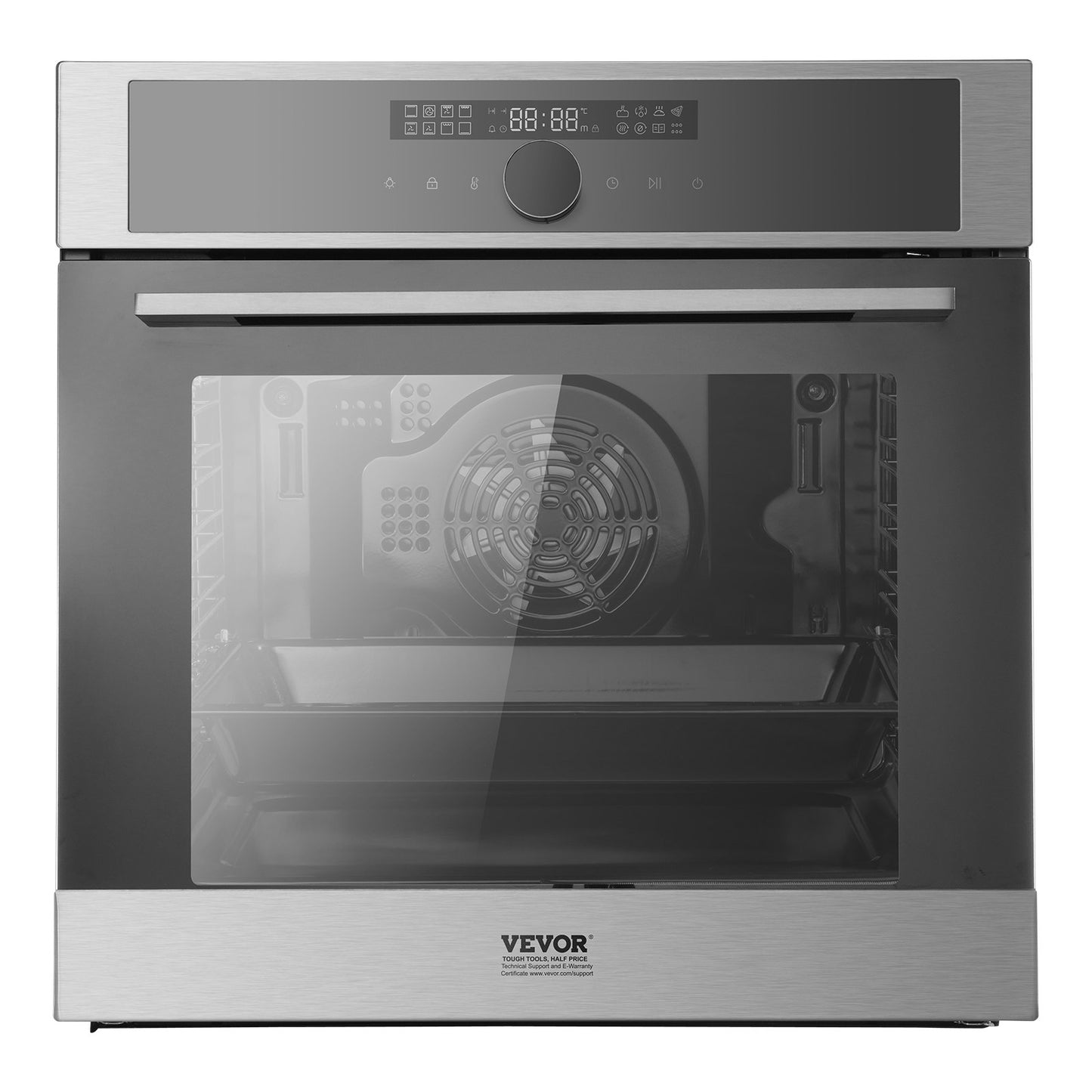Enkelväggsugn 24" elektrisk inbyggd väggugn 16 funktioner 2,68 Cu. Ft